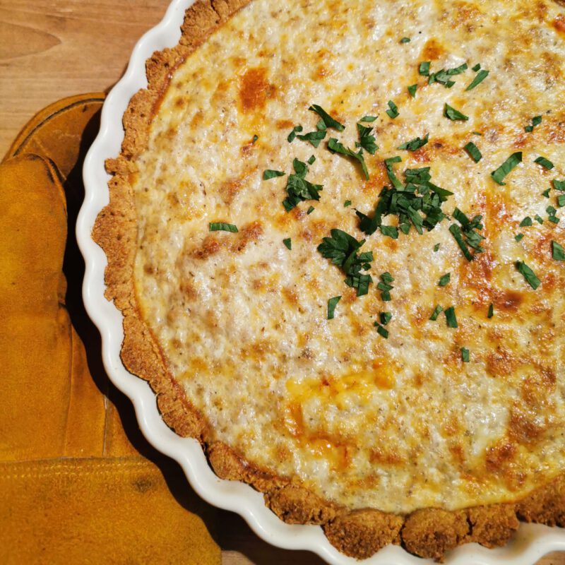 Rezept: Herzhafte Quiche mit Vollkorn und Hackfleisch